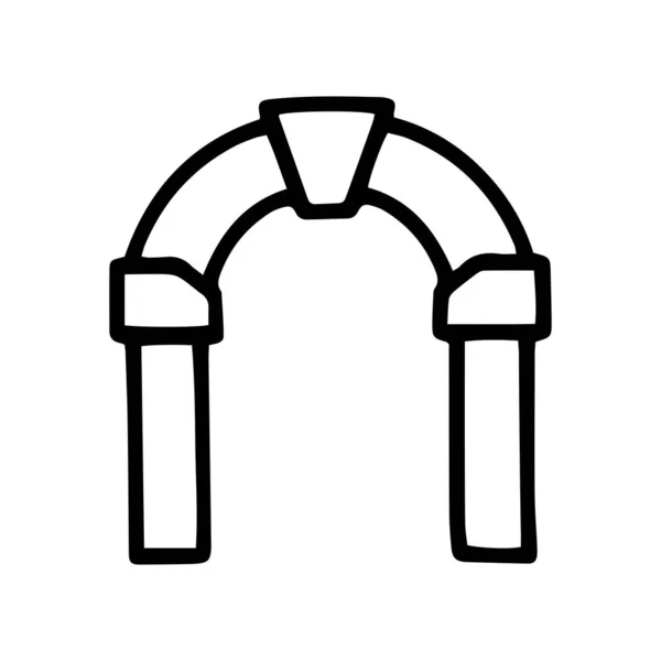 Arch svart linje vektor klotter ikon design — Stock vektor