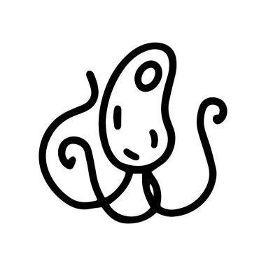 Bakteri helicobacter pylori siyah çizgi vektör karalama simgesi