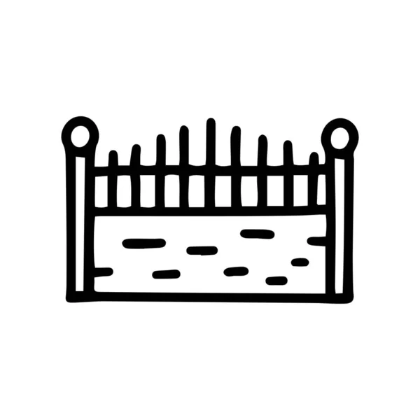 Tegel staket svart linje vektor klotter enkel ikon — Stock vektor
