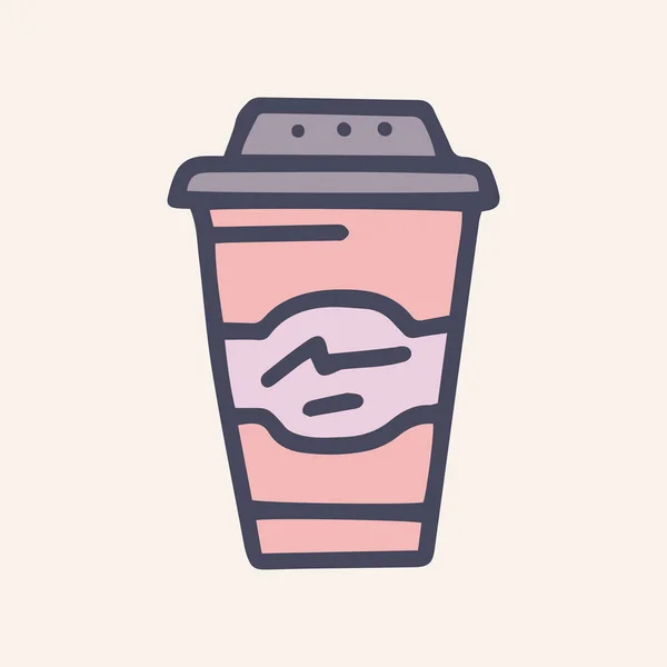 Taza de café vector de color garabato icono simple — Vector de stock