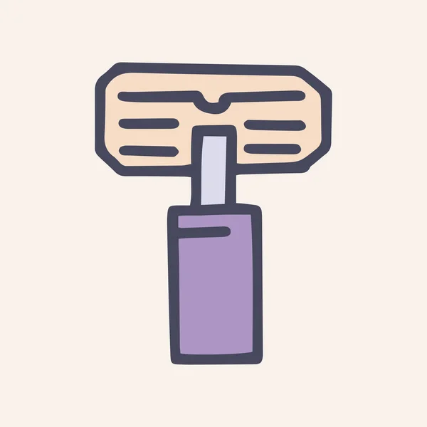 Rasiermesser-Vektor-Doodle einfache Farbe Icon-Design — Stockvektor