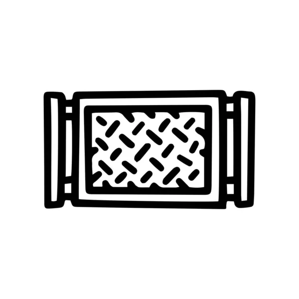 Hálós kerítés fekete vonal vektor firka egyszerű ikon — Stock Vector