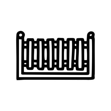 ahşap çit siyah çizgi vektör basit simge karala