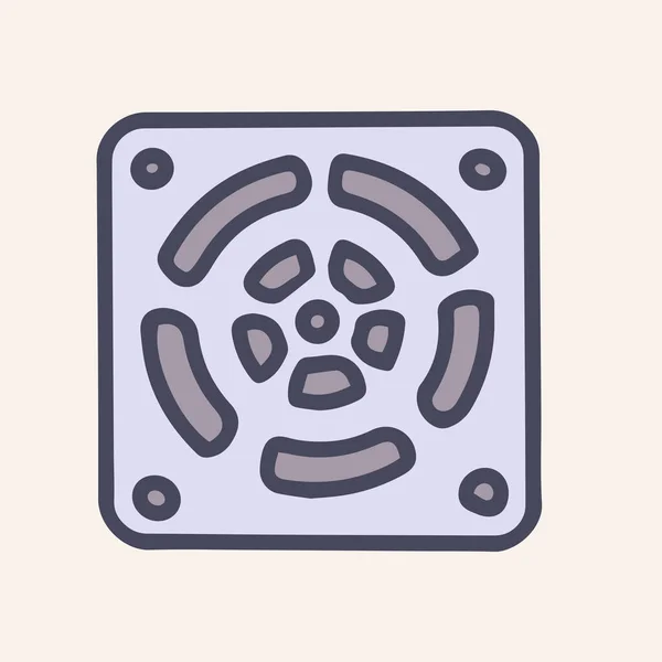 Ventilador de ferro grill cor vetor doodle ícone simples — Vetor de Stock