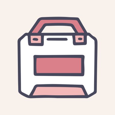 Web tasarımı ve arkaplanda izole edilmiş sunum için ilk yardım çantası vektör karalama simgesi