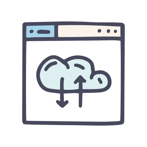 Couleur vectoriel doodle service de nuage icône simple — Image vectorielle