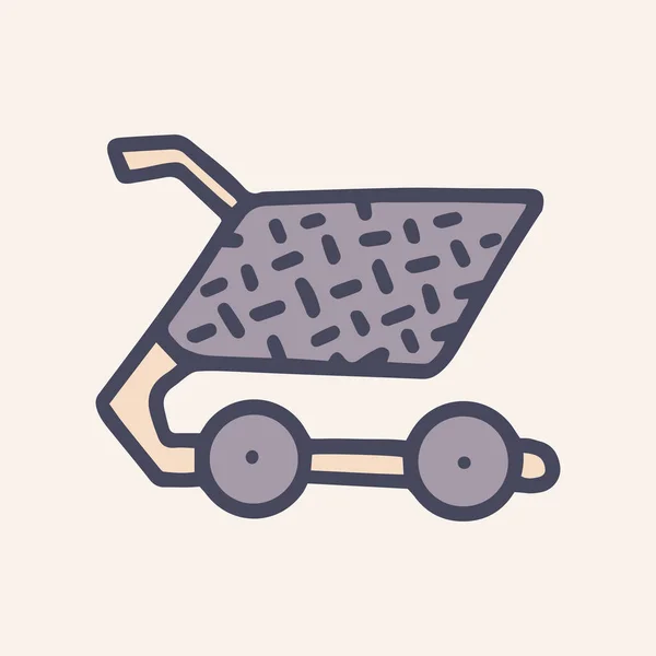 Carrito de compras vector de color garabato icono simple — Vector de stock