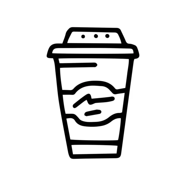 Koffie cup lijn vector doodle eenvoudige pictogram — Stockvector