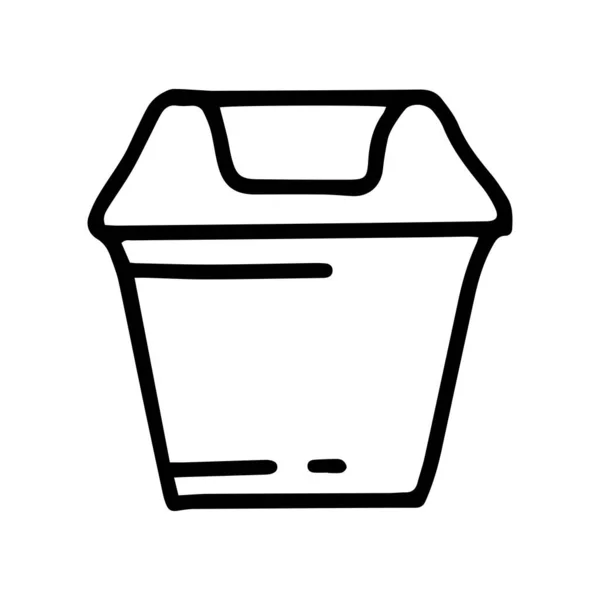 Poubelle en plastique peut ligne vectoriel doodle icône simple — Image vectorielle