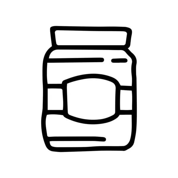 Comida frasco línea vector garabato icono simple — Vector de stock