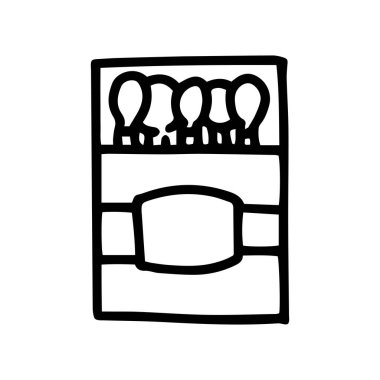 Kibrit kutusu çizgisi vektör karalaması basit simge tasarımı