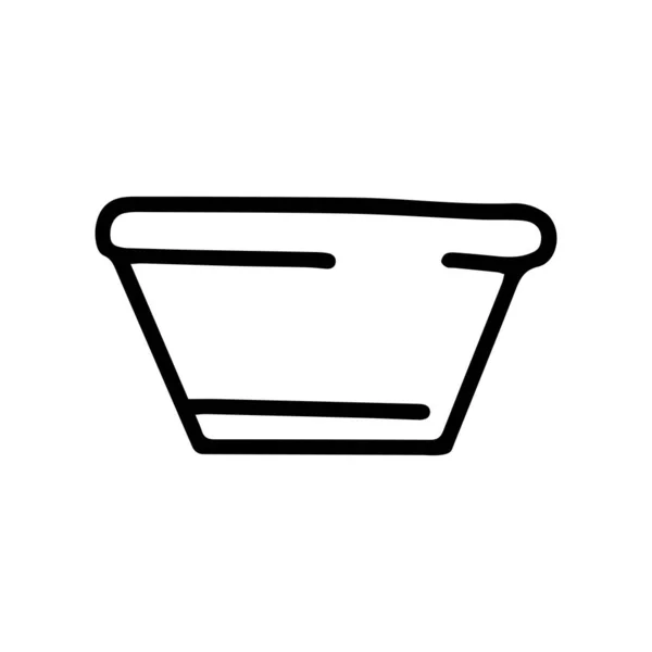 Línea de tazón de plástico vector garabato icono simple — Vector de stock