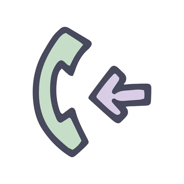 Binnenkomende oproep kleur vector doodle eenvoudig pictogram — Stockvector