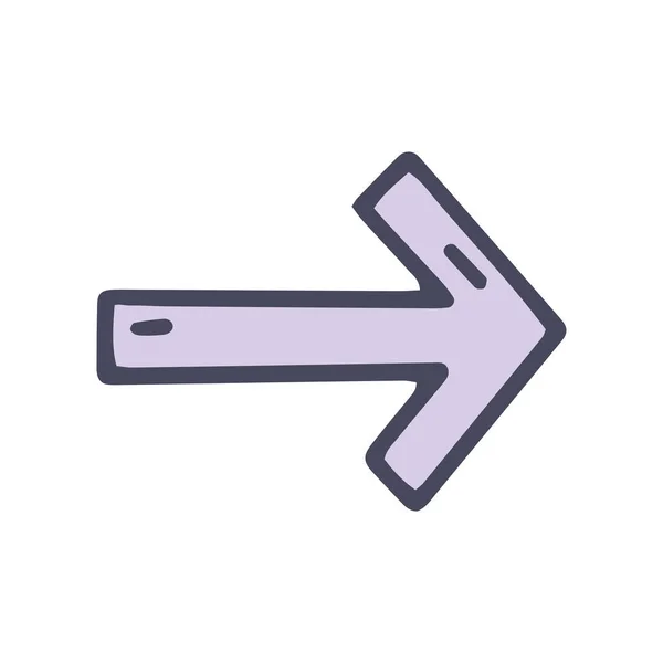 Flèche droite vecteur de couleur doodle icône simple — Image vectorielle