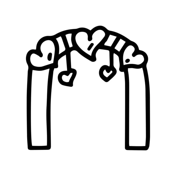 Arco amor linha vetor preto doodle ícone — Vetor de Stock