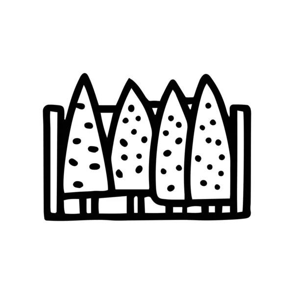 Recinzione di alberi linea nera vettore doodle semplice icona — Vettoriale Stock