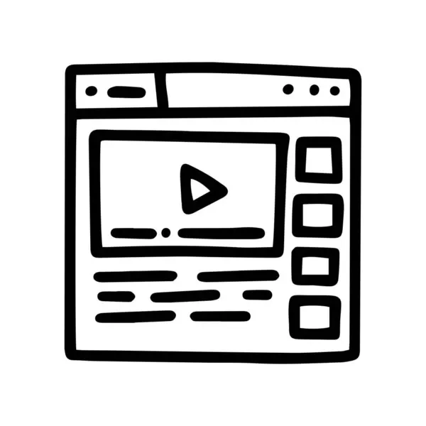 Linha de vídeo on-line vetor doodle ícone simples —  Vetores de Stock