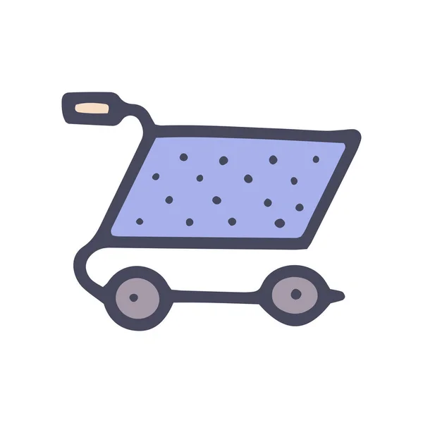 Chariot d'achat couleur vecteur doodle icône simple — Image vectorielle