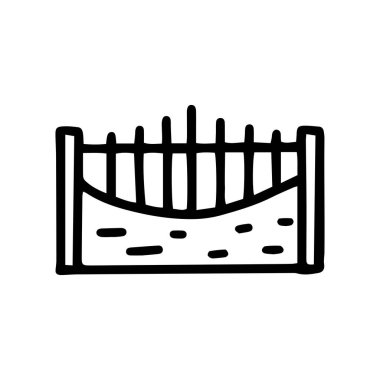 Taş çit siyah çizgi vektör basit simge karala