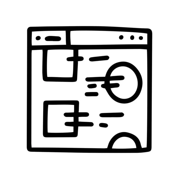 Σχέδιο ιστοσελίδα γραμμή διάνυσμα doodle απλό εικονίδιο — Διανυσματικό Αρχείο