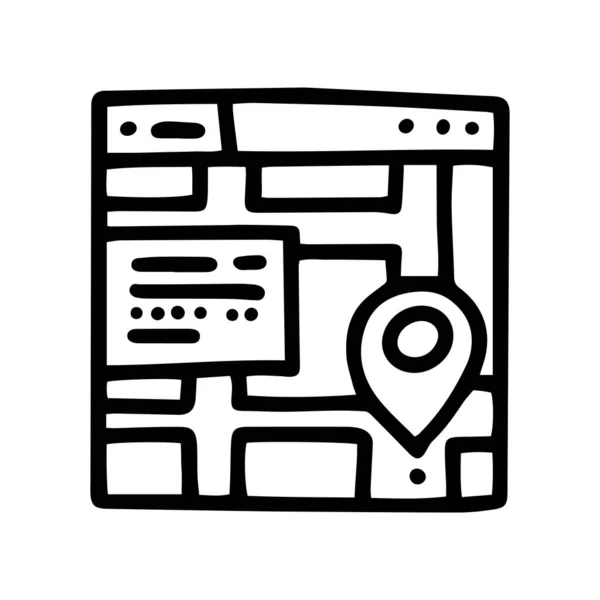 Línea de mapa online vector doodle simple icono — Vector de stock