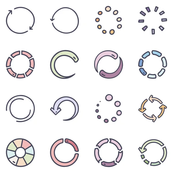 Caricatori colore vettore doodle semplice icona impostata — Vettoriale Stock