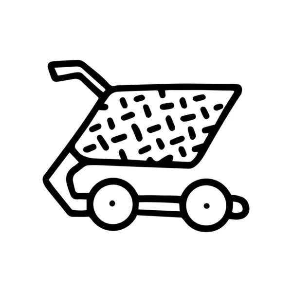 Carrinho de compras linha vetor doodle ícone simples — Vetor de Stock