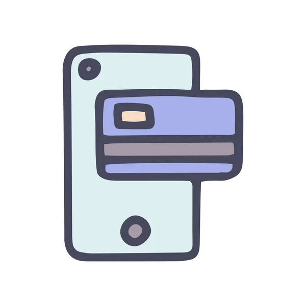 Mobile payer couleur vecteur doodle icône simple — Image vectorielle