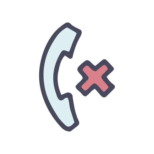Cancel call color vector doodle simple icon — Stock Vector