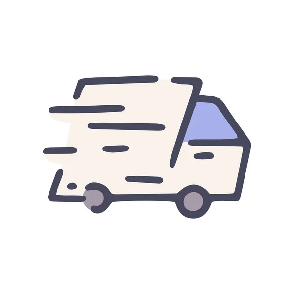 Moving truck color vector doodle simple icon — Stock Vector