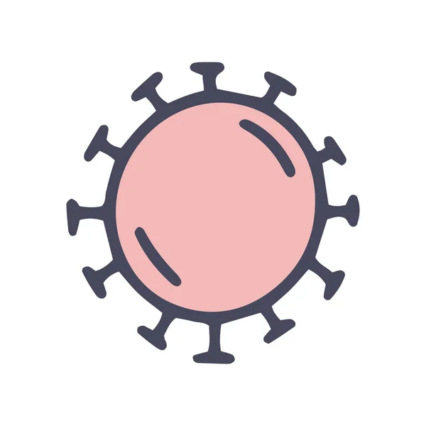 Coronavirus χρώμα διάνυσμα doodle απλό σχέδιο εικονίδιο — Διανυσματικό Αρχείο