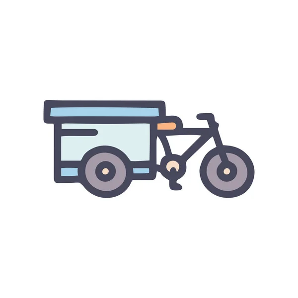 Tricycle commerce panier couleur vecteur doodle icône simple — Image vectorielle