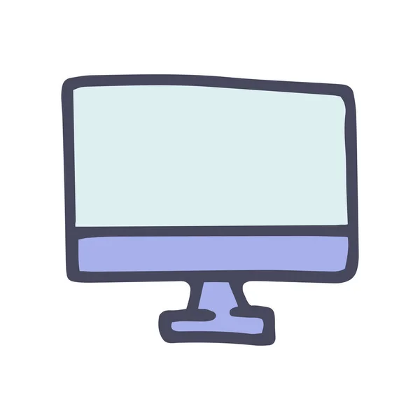 Monitor de ordenador vector de color garabato icono simple — Vector de stock