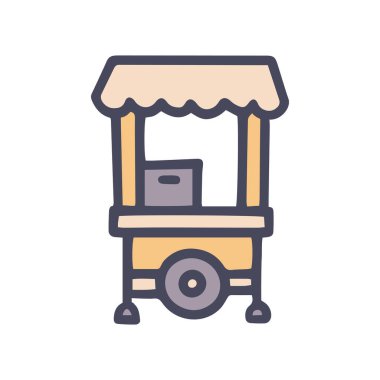 Pamuk şeker arabası renk vektörü basit bir simge çizer