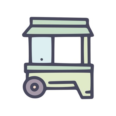 sokak ticareti tramvay rengi vektör karalaması basit simge