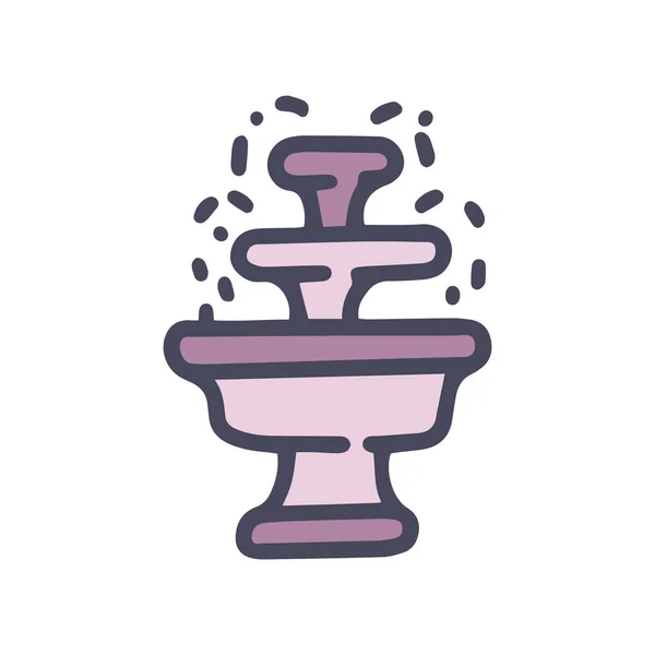Drie tier fontein kleur vector doodle eenvoudige pictogram — Stockvector