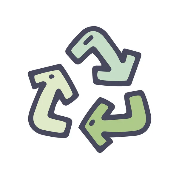 Recyclage flèche couleur vecteur doodle icône simple — Image vectorielle