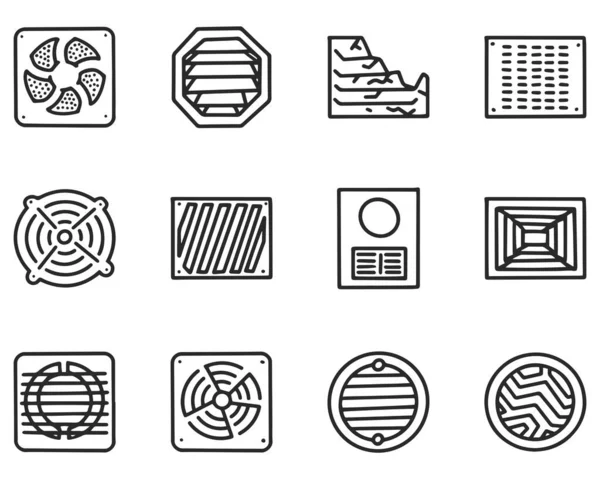 Ventilation grill line vector doodle simple icon set — 스톡 벡터