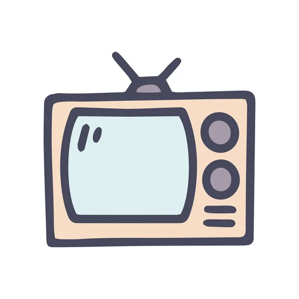 Televisión color vector garabato diseño icono simple — Archivo Imágenes Vectoriales