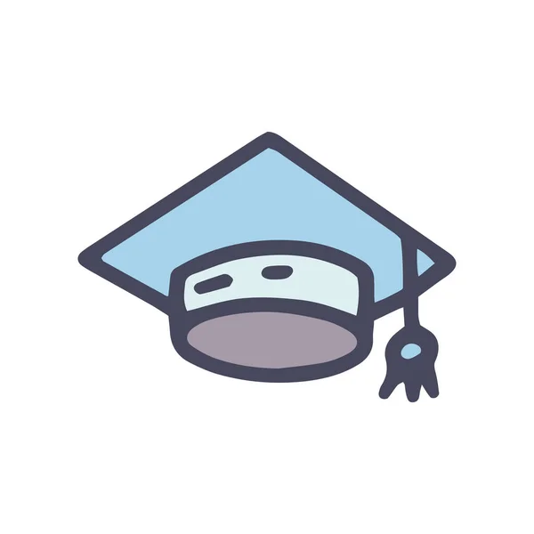 Graduação chapéu cor vetor doodle ícone simples — Vetor de Stock