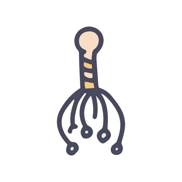 Cuoio capelluto massaggiatore colore vettore doodle semplice icona — Vettoriale Stock