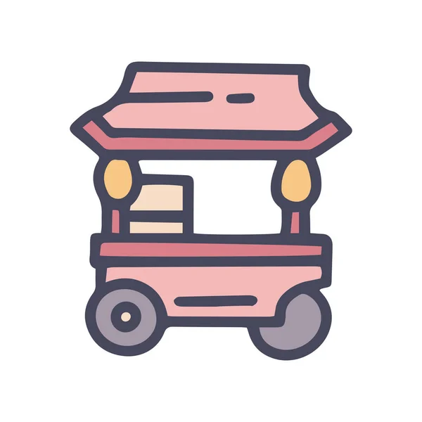 亚洲食品贸易购物车彩色矢量涂鸦简单图标 — 图库矢量图片