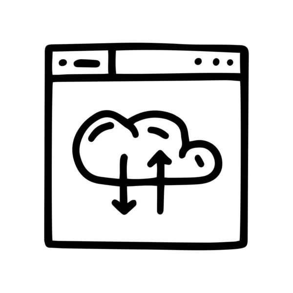 Ligne de service cloud vectoriel doodle icône simple — Image vectorielle