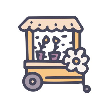 Çiçek ticareti renk vektörü basit simge karalama