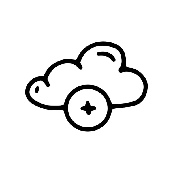 Añadir a los medios de comunicación nube línea vector garabato icono simple — Archivo Imágenes Vectoriales