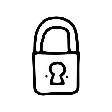 Kapalı kilit çizgisi vektör karalama basit simgesi