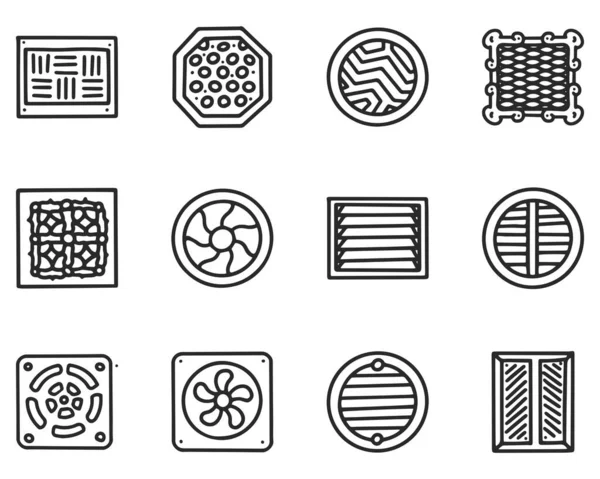 Ventilation Panel Line Vektor Doodle einfaches Icon Set — Stockvektor