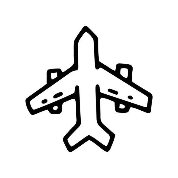 Línea de avión vector garabato diseño icono simple — Vector de stock