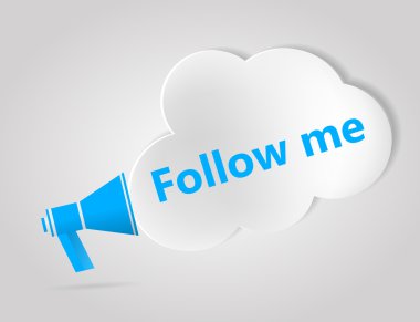 mavi bir megafon ve bulut sözlerle beni takip edin.