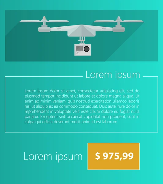 灰色の quadrocopter のベクトル広告レイアウト — ストックベクタ